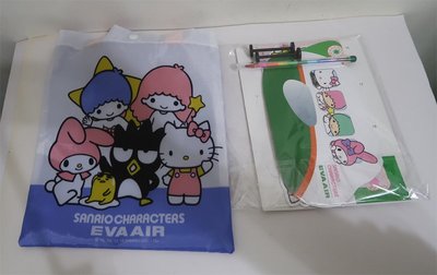 EVA 長榮航空 Hello Kitty 文具組(手提袋+飛機模型DIY+拼圖+彩虹筆)
