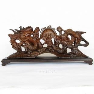 INPHIC-木雕風水擺飾 越南紅木工藝品 生肖龍 雙龍戲珠