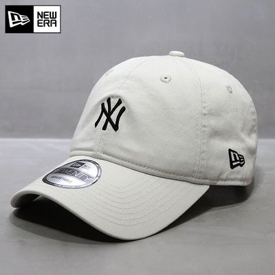 韓國代購NEWERA帽子軟頂中標NY洋基隊MLB棒球帽潮牌鴨舌帽米白色