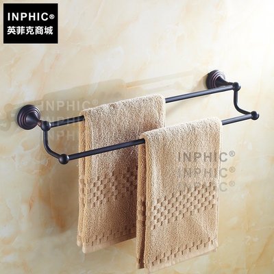 INPHIC-五金浴室壁掛擺飾歐式復古全銅黑仿古銅毛巾架雙桿毛巾桿底座_S1360C