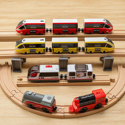 可連接電動小火車頭兒童玩具車廂兼容宜家米兔BRIO軌道滿599免運