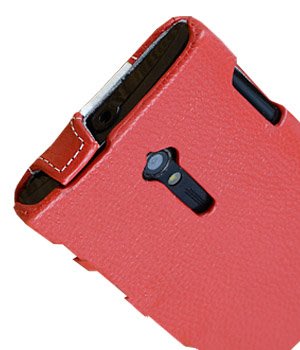 【Melkco】出清現貨 紅白直Sony索尼 Xperia ion LT28i LT28h真皮皮套下翻弧勾手機套保護殼