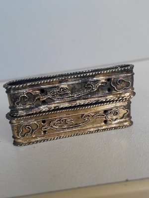 藏寶閣 （老銀飾品）清代老銀鎏金掐絲件一對diy手工不錯 特別少見的東西 Cchg4261