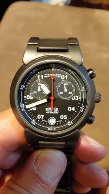 瑞士 原裝 機械 式計時 羅馬 ROAMER 三眼 鈦黑 軍錶