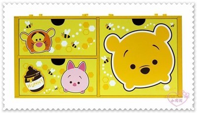 ♥小公主日本精品♥《Disney》迪士尼 小熊維尼 橫式三抽收納盒 收納櫃 (預購)