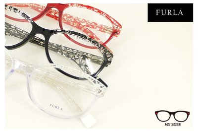 【My Eyes 瞳言瞳語】Furla 義大利品牌 透明色流線膠框光學眼鏡 個性裂紋線條 高鼻托設計 (VU4876)