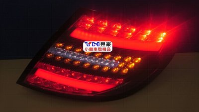 【小林車燈精品】全新外銷件 BENZ W204 類C250 小改款 鈦黑款 光柱全 LED 尾燈 後燈