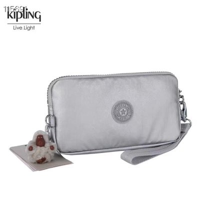 Kipling 猴子包 金屬銀 K70109 拉鍊手掛包 零錢包 長夾 手拿包 鈔票/零錢/卡包 輕便多夾層 防水 限量