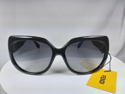 『逢甲眼鏡』FENDI 太陽眼鏡 黑色亮面框 漸層紫鏡面 水鑽LOGO【FF 0047/F/S D28】