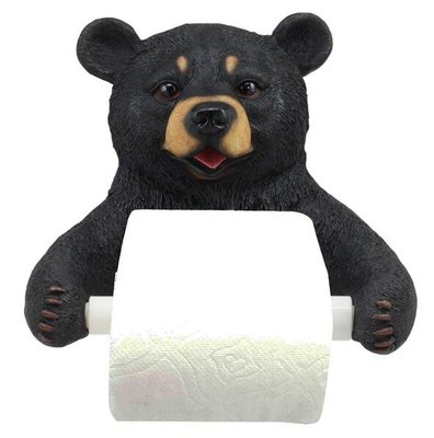 歐洲進口 限量品  歐式可愛黑熊BEAR大熊牆壁上紙巾架捲筒面紙衛生紙收納架紙巾盒件擺設品送禮禮物 3876b