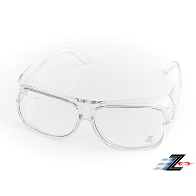 【Z-POLS】可包覆眼鏡於內設計 全透明PC防爆安全鏡片 抗UV400防風防飛沫眼鏡Y3(有無近視皆可使用超實用)
