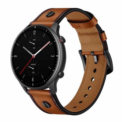 華米 AMAZFIT GTR2 / GTR 智能手錶錶帶 真皮一字釘 個性運動手錶 22mm通用替換腕帶 替換錶帶