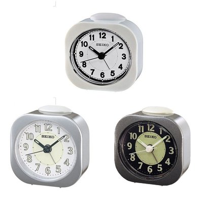 【神梭鐘錶】SEIKO ALARM CLOCK 型號：QHE121 精工BB聲高光度滑動式秒針靜音小鬧鐘 白銀灰3款