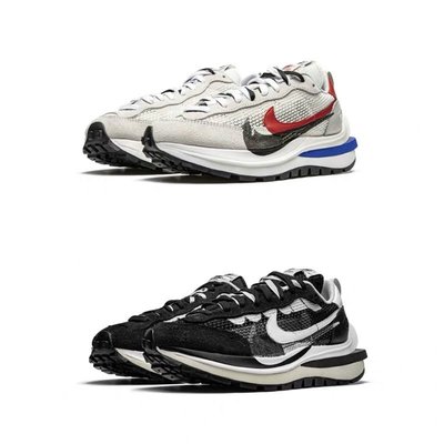 Sacai X Nike Vapor Waffle聯名解構米白黑白跑鞋 CV1363-001-100