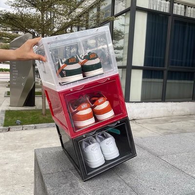 【熱賣下殺】加厚透明鞋盒亞克力AJ鞋子收納盒硬塑料磁吸鞋柜防氧化網紅展示柜