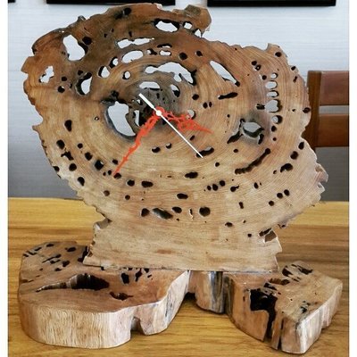 【原味手工家具】台灣檜木自然風化時鐘-台南 原木 家具