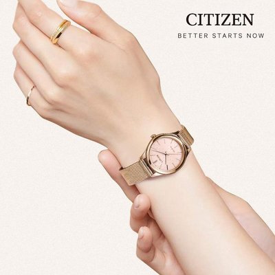 CITIZEN星辰 典雅大方米蘭時尚腕錶(EM0503-83X)玫瑰金色