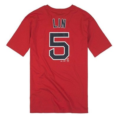 MLB Majestic波士頓紅襪隊5號林子偉背號T恤 丈青/紅/白