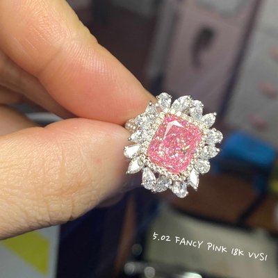 【台北周先生】粉鑽大錢 天然Fancy粉紅色鑽石 5.02克拉 VVS1淨度 超濃郁 18K鑽戒 送EGL