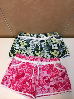 二手 （腰圍36-37） 女生短泳褲 粉紅色/黃綠色花朵短泳褲