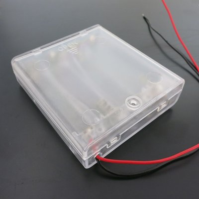 電池盒5號4節五號 6v黑色透明塑膠電池盒備用電池盒 帶導線帶開關W981-191007[358282]