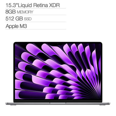 💓好市多代購/免運最低價💓 Apple MacBook Air 15吋 搭配 M3 晶片 8 核心 CPU 10 核心 GPU 8GB 記憶體 512GB