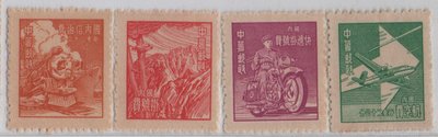 E024-民國38年上海大東版單位郵票新票4全