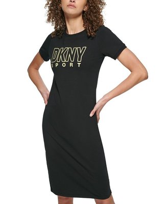 DKNY SPORT Outline Logo Short-Sleeve Bodycon Dress
