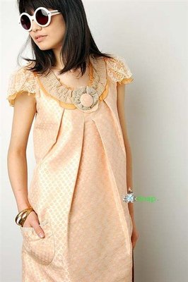 FRANCE法國品牌lm lulu桃色篤姬和服綢緞蕾絲刺繡洋裝 (ZARA H&M 韓KOREA NB FILA