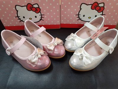 [KIKI鞋舖] HELLO KITTY中大童亮鑽公主鞋小花童銀白色粉金色上台表演鞋高跟鞋