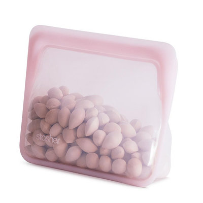 ☘小宅私物 ☘ 美國 Stasher 站站型(迷你) - 粉紅 環保按壓式 矽膠密封袋 食物袋 保鮮袋 夾鏈袋 收納袋