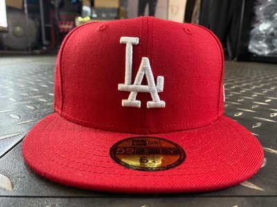 ☆黑人王☆ SHOP NEW ERA MLB 專賣店 道奇 LA 紅底白字 西岸 基本款 5950 全封式棒球帽