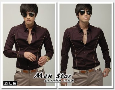 【Men Star】韓版高質感流線修身襯衫 / 西裝襯衫 男 / 媲美 g2000 stage uniqlo lativ