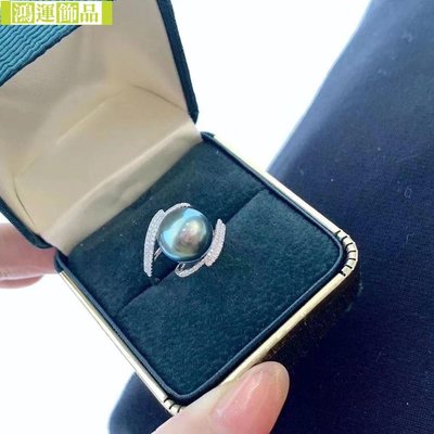 diy珍珠配件 S925純銀戒指 珍珠11--12mm 精致戒指時尚空托女-鴻運飾品