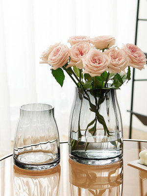 高級感玻璃花瓶透明水培插花器擺件簡約現代客廳餐桌鮮花玫瑰水養台北有個家