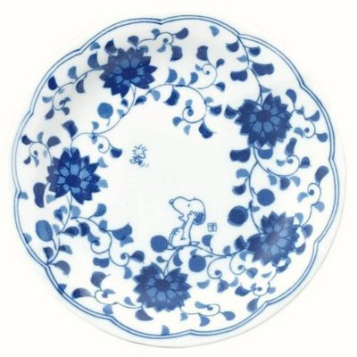 【現貨】【wendy kids】日本進口 史努比 SNOOPY 藍唐草陶瓷五寸盤 日本製