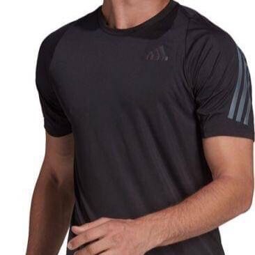【adidas 愛迪達】RUN ICON 男款跑步運動 短袖上衣 黑色 HE2474 尺寸:S~XL