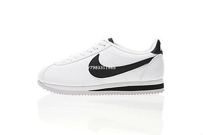 【明朝運動館】Nike Classic Cortez Leather 阿甘 復古 皮革 慢跑鞋“白黑”807471-101 男女鞋耐吉 愛迪達