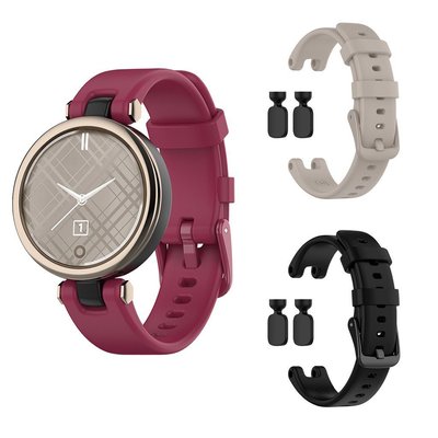 新款熱銷 簡約純色 迷你硅膠錶帶 適用於Garmin佳明lily錶帶 休閒運動硅膠替換錶帶 多色美觀彩扣 手錶腕帶