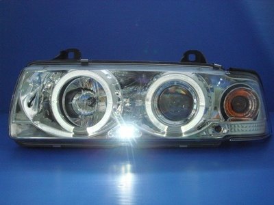 小亞車燈╠ 全新 酷炫版 BMW E36 2門 4門 雙光圈 一体成形 魚眼 大燈