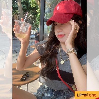 韓國女上衣薄款透氣條紋針織短袖T恤【LPY#lone】