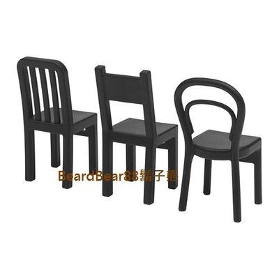 IKEA 掛勾, 椅子袖珍傢俱造型 (黑色,3件裝一組) 雜貨小物置物架留言板 多功能設計 強化塑料材質【鬍子熊】代購