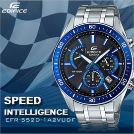 【金台鐘錶】CASIO 卡西歐 EDIFICE 標準三針三圈設計 防水100米 賽車藍 (EFR-552D-1A2)