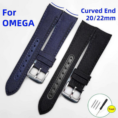 20 毫米 22 毫米尼龍錶帶皮革錶帶適用於 OMEGA Seamasteas【飛女洋裝】