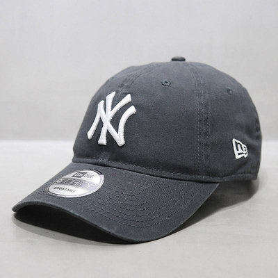 【現貨】韓國代購NewEra帽子男女9FORTY軟頂大標NY鴨舌帽MLB棒球帽炭灰色