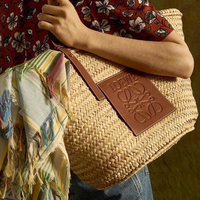 [FDOF] 預購Loewe Basket bag in palm leaf and calfskin 編織 大型草編包