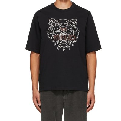 [全新真品代購-F/W21 新品!] KENZO 老虎圖案刺繡 黑色 短袖T恤