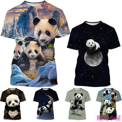 新款時尚動物熊貓3d打印男女t恤休閒襯衫寬鬆上衣 動物t恤-陽光小屋