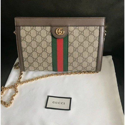 Gucci Ophidia GG 綠紅綠 防水布 小號 鍊帶肩背包 503877 +