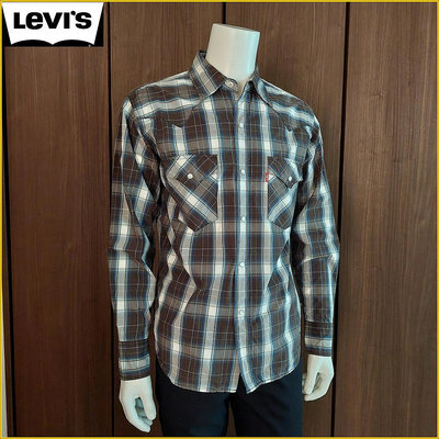 🇯🇵日本二手衣✈️LEVIS 男 L号 長袖格紋襯衫 Levi's 雙口袋 工作休閒 長袖襯衫 M29FFL
